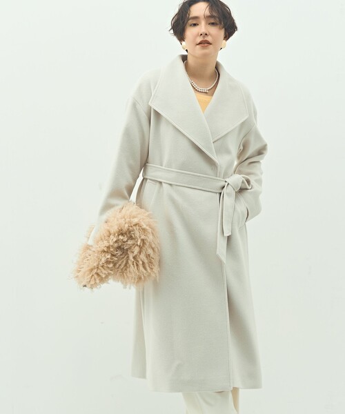 NOLLEY’S Sophi(ノーリーズソフィ)の「【一部WEB限定色】アンゴラビーバーベルテッドロングコート(その他アウター・レディース・ネイビー/ベージュ/キャメル/チャコールグレー・36/38)」の12枚目の写真