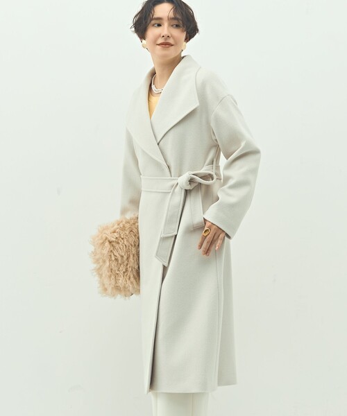 一部WEB限定色】アンゴラビーバーベルテッドロングコート（その他