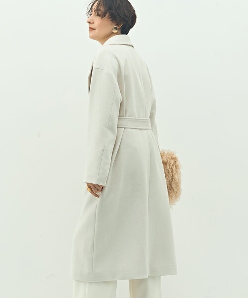 NOLLEY’S Sophi(ノーリーズソフィ)の「【一部WEB限定色】アンゴラビーバーベルテッドロングコート(その他アウター・レディース・ネイビー/ベージュ/キャメル/チャコールグレー・36/38)」の14枚目の写真