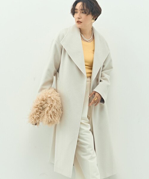 セール】【一部WEB限定色】アンゴラビーバーベルテッドロングコート