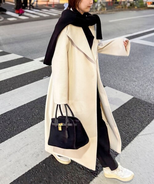 NOLLEY’S Sophi(ノーリーズソフィ)の「【一部WEB限定色】アンゴラビーバーベルテッドロングコート(その他アウター・レディース・ネイビー/ベージュ/キャメル/チャコールグレー・36/38)」の17枚目の写真