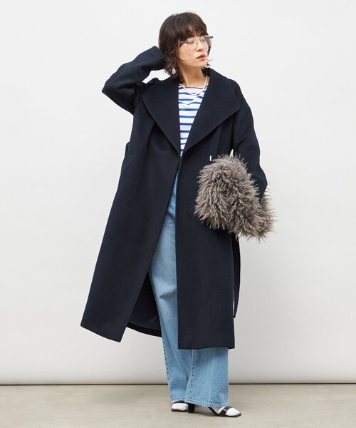 一部WEB限定色】アンゴラビーバーベルテッドロングコート（その他