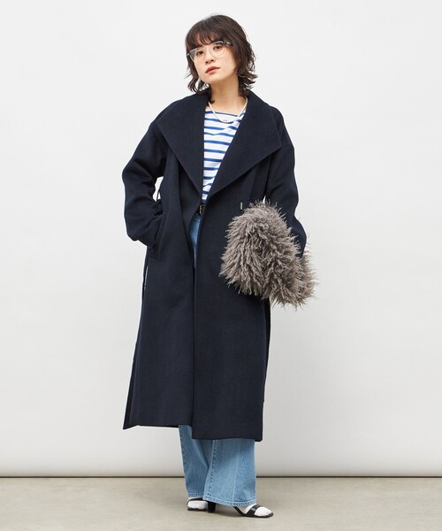 一部WEB限定色】アンゴラビーバーベルテッドロングコート（その他