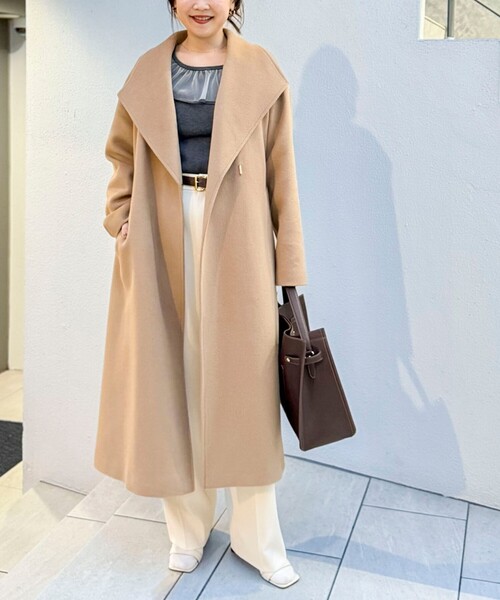 ベルデットロングコート　アンゴラ羊毛　DKNY　グレー　超ロング アンゴラウール コンバーチブルロングコート（01-15WI06-204）｜K.T