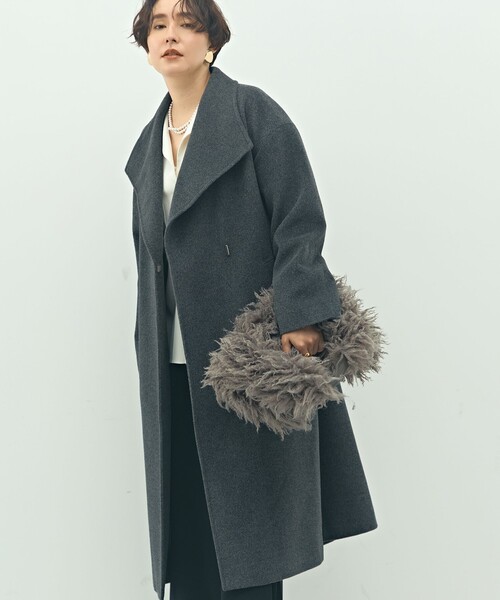 セール】【一部WEB限定色】アンゴラビーバーベルテッドロングコート