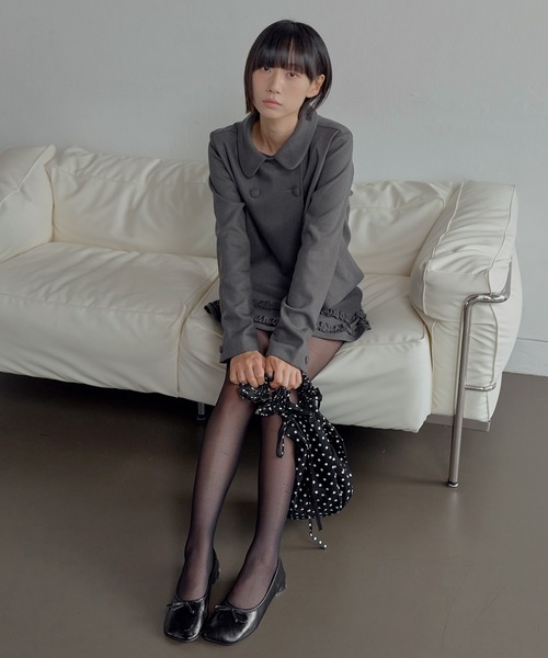 UNE MANSION（ユヌマンション）の「【UNE ORIGINAL】ラウンドカラーユニークフロントボタンダブルジャケット（テーラードジャケット・レディース・グレー/ブラック/ネイビー・FREE）」の13枚目の写真