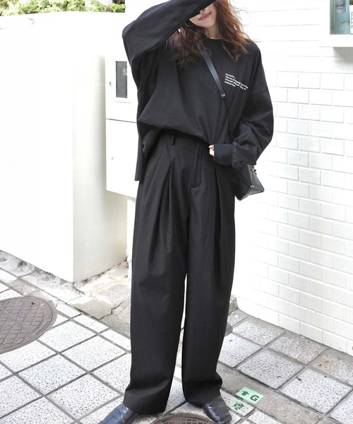 classicalelf(クラシカルエルフ)の「《marina×クラシカルエルフコラボ》「楽なのにキレイ」シンプルコーデに洗練さをプラス◎タックデザインパンツ(スラックス・レディース・ブラック/アイボリー・X-LARGE/SMALL/MEDIUM/LARGE)」の17枚目の写真