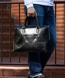 [美品]MURA ビジネスバッグ ブラック レザー MURA ブリーフケース シュリンクレザー メンズ 本革 トートバッグ