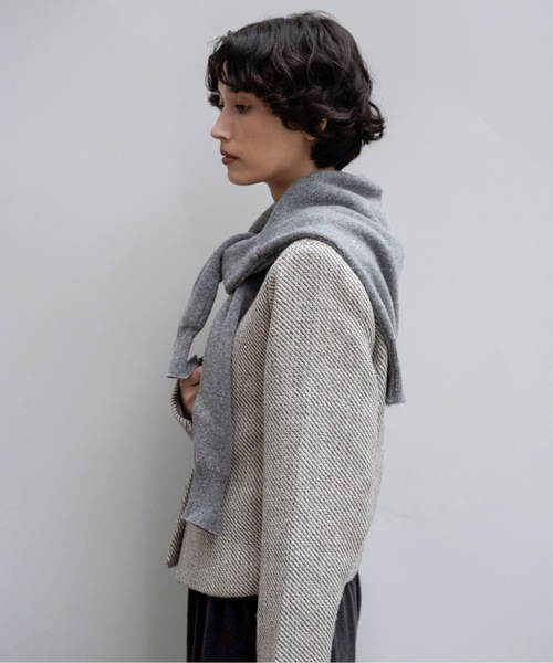 lawgy（ラウジー）の「tweed button point nocollar jacket / ツイードボタンポイントノーカラージャケット（ノーカラージャケット・レディース・ホワイト/ブラック・FREE）」の6枚目の写真