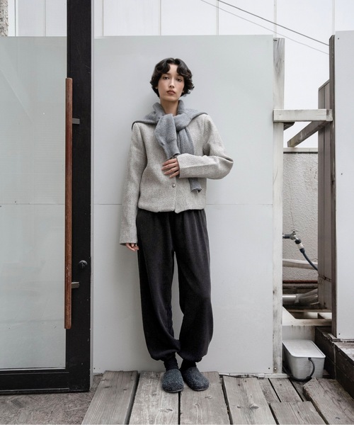 lawgy（ラウジー）の「tweed button point nocollar jacket / ツイードボタンポイントノーカラージャケット（ノーカラージャケット・レディース・ホワイト/ブラック・FREE）」の7枚目の写真