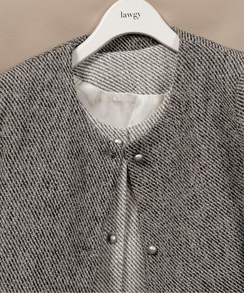 lawgy（ラウジー）の「tweed button point nocollar jacket / ツイードボタンポイントノーカラージャケット（ノーカラージャケット・レディース・ホワイト/ブラック・FREE）」の13枚目の写真
