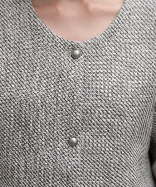 lawgy（ラウジー）の「tweed button point nocollar jacket / ツイードボタンポイントノーカラージャケット（ノーカラージャケット・レディース・ホワイト/ブラック・FREE）」の8枚目の写真