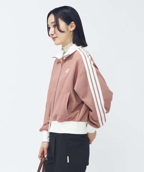 adidas（アディダス）の「【adidas×アルペン限定モデル】アディダス adidas ワッフル ルーズフィット トラックトップ（ブルゾン・レディース・オフホワイト/スモークピンク・S/M/L/XL）」の3枚目の写真