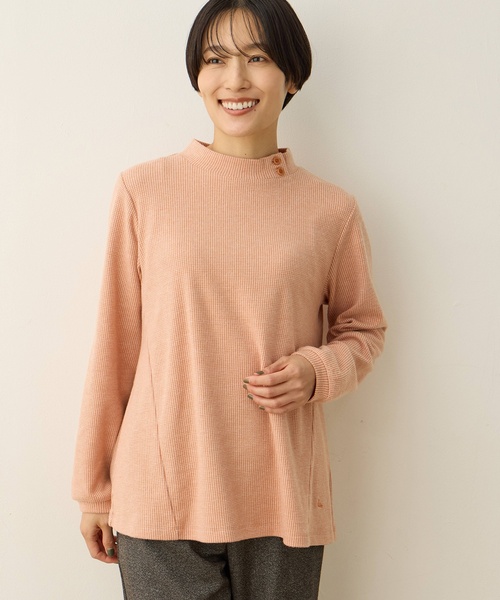 DECOY SINCE 1981(デコイシンスイチキュウハチイチ)の「千鳥柄ジャガードプチハイネックトップス【大きいサイズあり】(Tシャツ/カットソー・レディース・オレンジ/ネイビー/グレー・M/L/LL/3L/4L)」の9枚目の写真