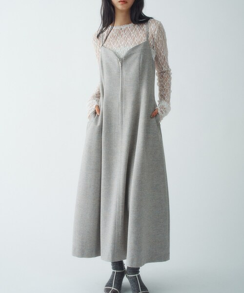 CODE A（コードエー）の「tweed zip cami dress（ワンピース・レディース・ネイビー系3/ライトグレー系3・34/36）」の2枚目の写真