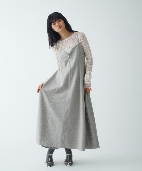 CODE A（コードエー）の「tweed zip cami dress（ワンピース・レディース・ネイビー系3/ライトグレー系3・34/36）」の10枚目の写真