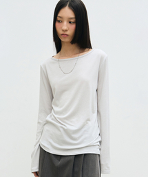 NICK&NICOLE（ニックアンドニコール）の「[ESSENTIAL] ESSENTIAL BOAT NECK TOP_LIGHT GRAY（Tシャツ/カットソー）」