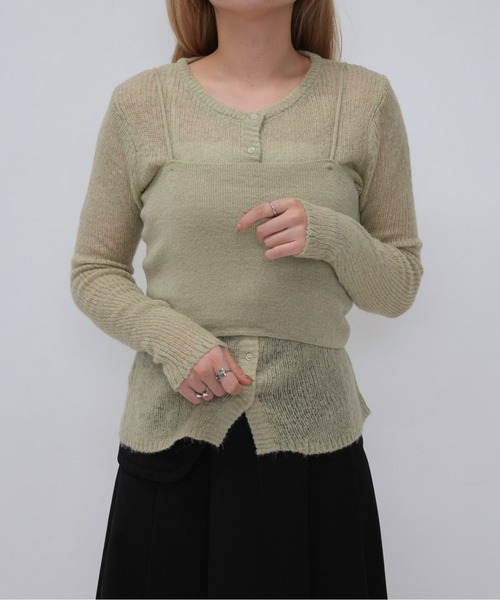 Enewd nina（エニュードニーナ）の「ニットレイヤードキャミトップス（ニット/セーター・レディース・アイボリー/ミント/モカ/ブラック・FREE）」の4枚目の写真