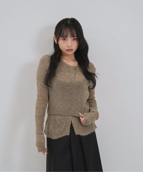 Enewd nina（エニュードニーナ）の「ニットレイヤードキャミトップス（ニット/セーター・レディース・アイボリー/ミント/モカ/ブラック・FREE）」の3枚目の写真