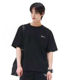 男性全版レタリング半袖Tシャツ-ブラック