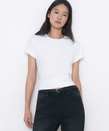 ウィメンズベーシッククルーネックTシャツ[ホワイト]