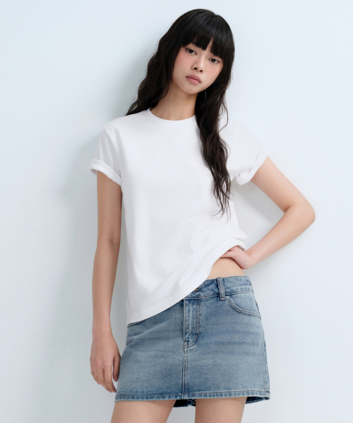 MUSINSA STANDARD WOMAN（ムシンサスタンダードウーマン）の「ウィメンズベーシッククルーネックTシャツ[ホワイト]（Tシャツ/カットソー・レディース・その他・SMALL/MEDIUM/LARGE/X-LARGE/X-SMALL）」の3枚目の写真