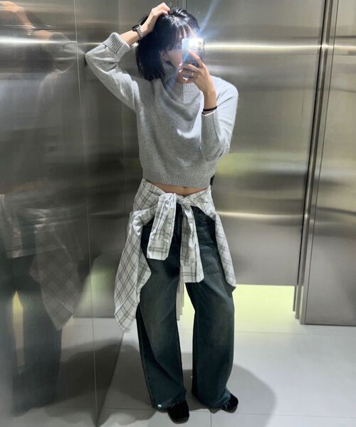 MUSINSA STANDARD WOMAN（ムシンサスタンダードウーマン）の「ウィメンズアンゴラブレンドクルーネックニット[ライトグレー]（ニット/セーター・レディース・その他・SMALL/MEDIUM/X-SMALL/LARGE）」の9枚目の写真