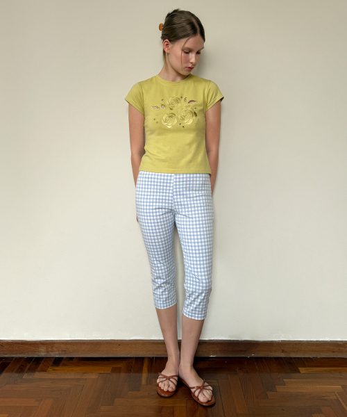 SINOON（シヌーン）の「Gingham Capri Pants (Blue)（その他パンツ・レディース・ブルー・SMALL/MEDIUM）」の4枚目の写真