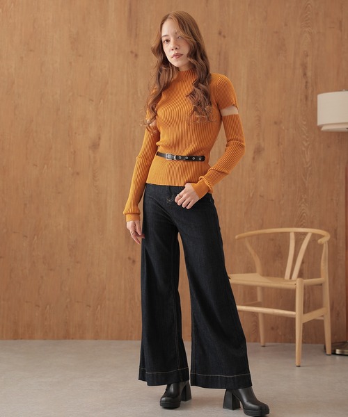 SUWDEE(スーディー)の「arm warmers short sleeve rib knit(ニット/セーター・レディース・アイボリー/ブラック/ブラウン/レッド/オレンジ・FREE)」の15枚目の写真