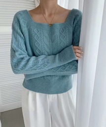 編みニットセーター  ケーブルニット