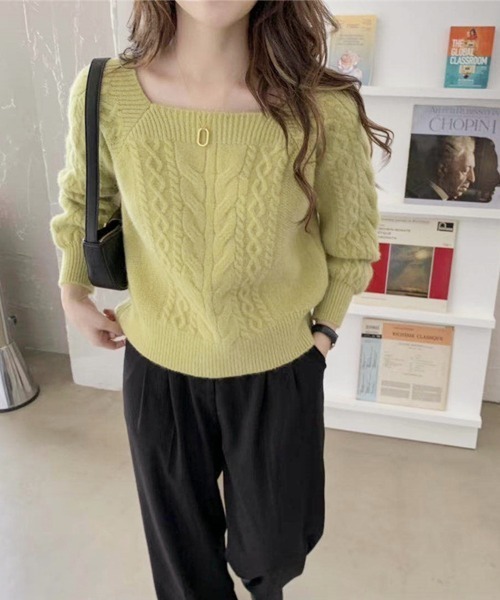 Beststore（ベストストア）の「編みニットセーター  ケーブルニット（ニット/セーター・レディース・ブルー/ライトピンク/グリーン/イエロー系・FREE）」の2枚目の写真