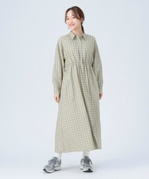 ウエスト ドロスト チェック シャツワンピース