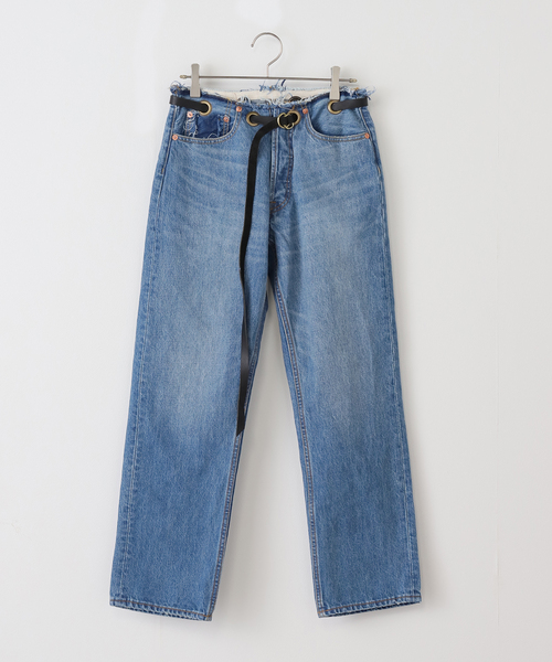 Bonum(ボナム)の「ベルテッドデニムパンツ(デニムパンツ・レディース・コバルトブルー/ネイビー/チャコールグレー・30/28/26)」の3枚目の写真