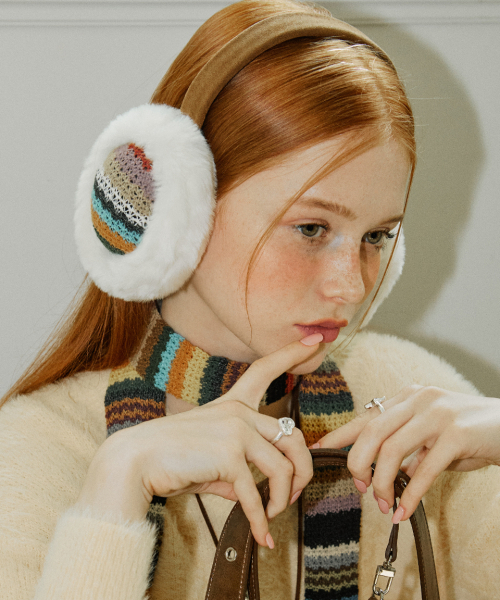 SET] ストライプファーイヤーマフ & マフラー（スポーツグッズ）｜VVV