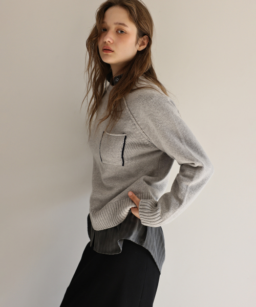 ANDNEEDS（アンドニーズ）の「Tape raglan knit (gray)（ニット/セーター・レディース・その他・FREE）」の2枚目の写真