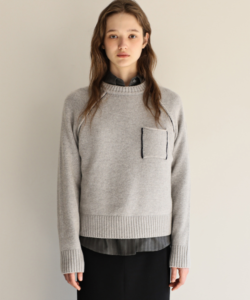 ANDNEEDS（アンドニーズ）の「Tape raglan knit (gray)（ニット/セーター・レディース・その他・FREE）」の4枚目の写真