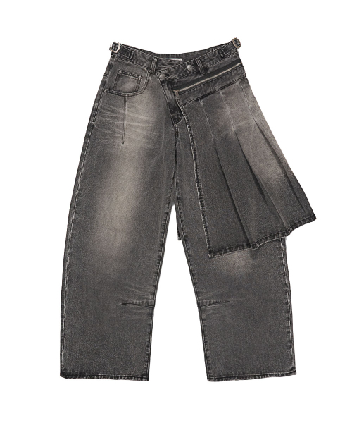 DETACHABLE SKIRT JEANS GREY（デニムパンツ）｜SCHISM INDUCING（スキ