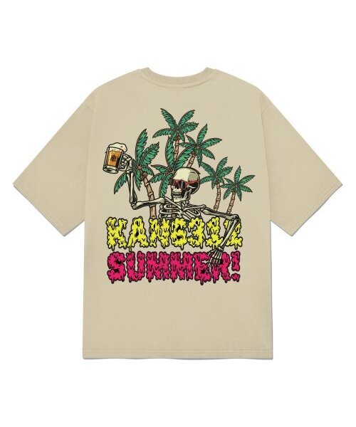 KAN6312(カン6312)の「KGTC0213 スカルスウィング 20番手 半袖Tシャツ ベージュ(Tシャツ/カットソー・メンズ・その他・LARGE/MEDIUM/SMALL/X-LARGE)」の1枚目の写真