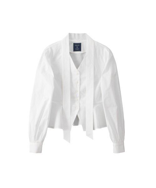 SALON DE YOHN(サロンドヨーン)の「V-neck Tie Cotton Blouse_ White(シャツ/ブラウス・レディース・その他・MEDIUM/SMALL)」の4枚目の写真