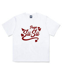 デビルシシロゴプリント半袖Tシャツホワイト