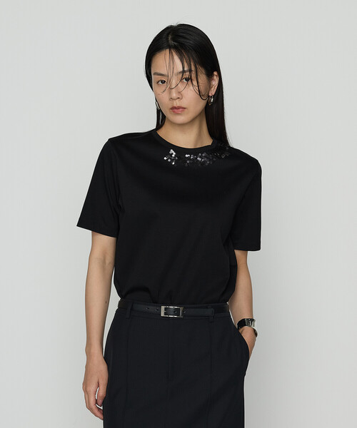 COMME CA(コムサ)の「〔 TALLサイズ 〕 スーピマコットンポンチ Tシャツ(Tシャツ/カットソー・レディース・ホワイト/ダークブルー/ブラック・15号/13号)」の7枚目の写真