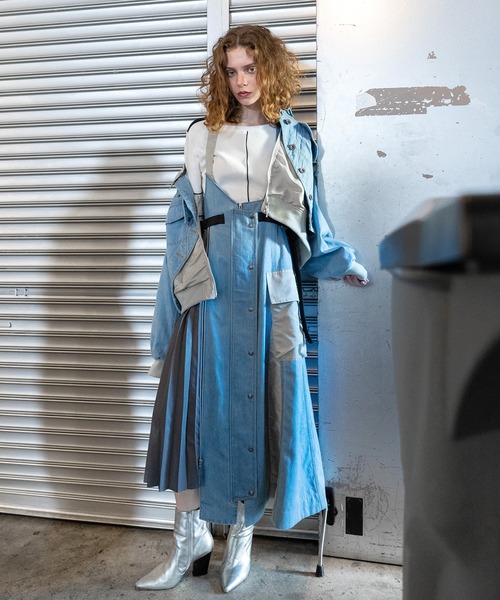 AULA AILA（アウラアイラ）の「【AVIREX】サイドプリーツジャンパースカート（ジャンパースカート・レディース・ライトブルー/ブルー・0/1）」の12枚目の写真