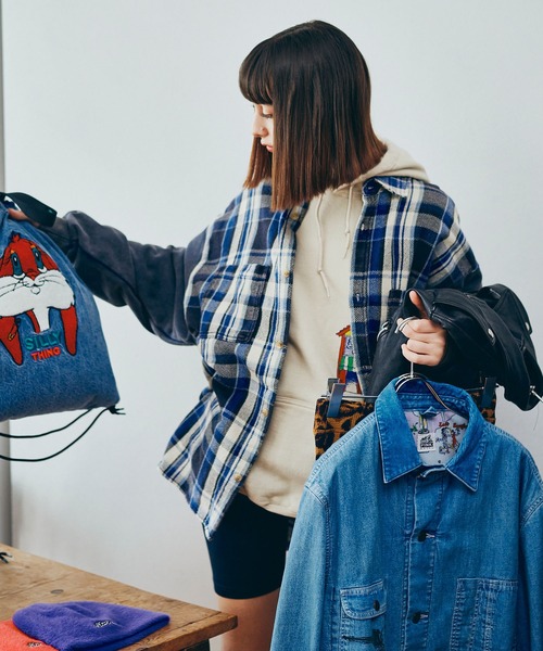 RNA（アールエヌエー）の「B2933 裏毛コンビリメイクシャツ（シャツ/ブラウス・レディース・チェック/ライトインディゴブルー・MEDIUM）」の16枚目の写真