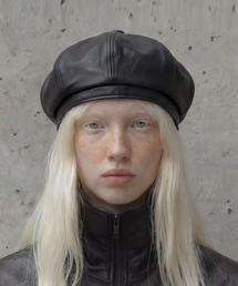 UNDERCONTROL STUDIO（アンダーコントロールスタジオ）の「レザー クラシックベレー帽 BREAD BERET / LEATHER / M ブラック（ハンチング/ベレー帽）」