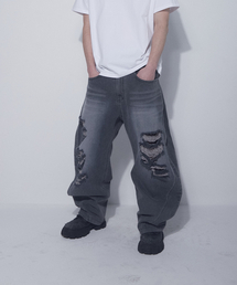 BLR（ビーエルアール）の「Adjustable Waist Destroyed Denim Pants Light Blue（デニムパンツ）」