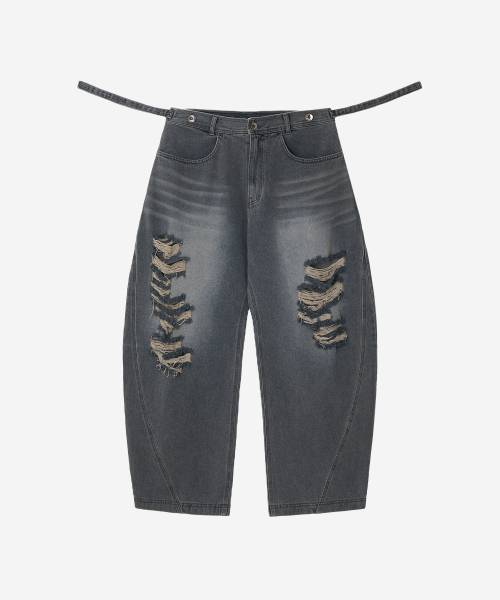 BLR(ビーエルアール)の「Adjustable Waist Destroyed Denim Pants Light Blue(デニムパンツ・メンズ・その他・SMALL/MEDIUM/LARGE)」の3枚目の写真