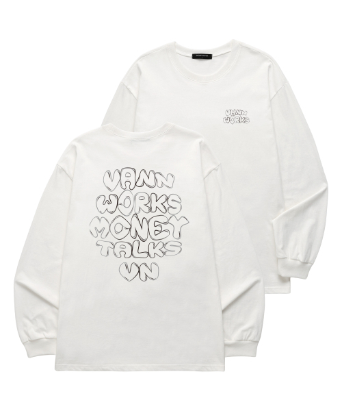 VANNWORKS(バンワークス)の「MONEY TALKS ロングスリーブ (VLS0122) ホワイト(Tシャツ/カットソー・メンズ・その他・SMALL/MEDIUM/LARGE/X-LARGE/XX-LARGE)」の4枚目の写真