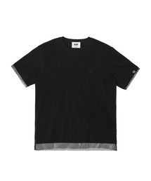 ULKIN（ウルキン）の「メッシュレイヤードオーバーサイズTシャツ_ブラック（Tシャツ/カットソー）」
