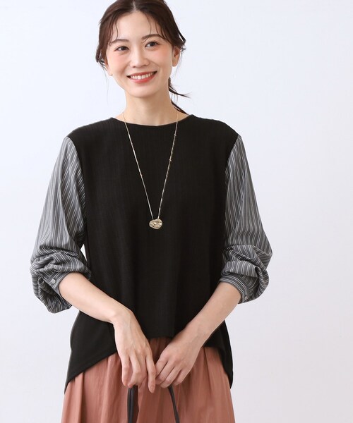Reflect（リフレクト）の「ストライプドッキングプルオーバー（Tシャツ/カットソー・レディース・ブラック/アイボリー/ネイビー・09/11）」の12枚目の写真