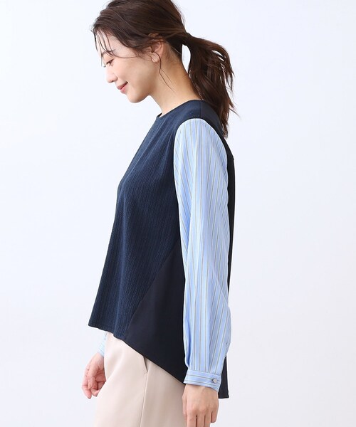 Reflect（リフレクト）の「ストライプドッキングプルオーバー（Tシャツ/カットソー・レディース・ブラック/アイボリー/ネイビー・09/11）」の4枚目の写真
